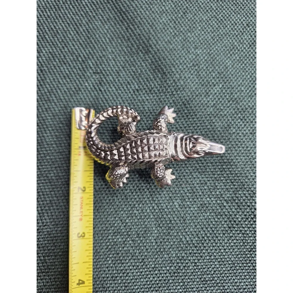 Terry Stack Artisan Alligator Belt Buckle Silver Women's 1.5in New